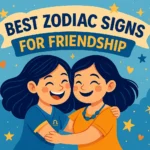 best zodiac signs for friendship - Libra, Cancer, Sagittarius cartoon illustration