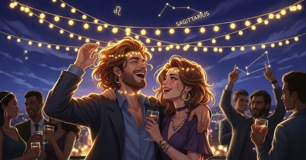 Showcasing Leo Woman and Sagittarius Man as the social butterflies.