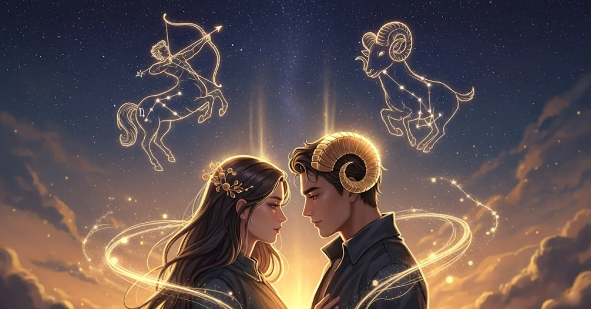 Showcasing Sagittarius Woman and Aries Man as power couples.